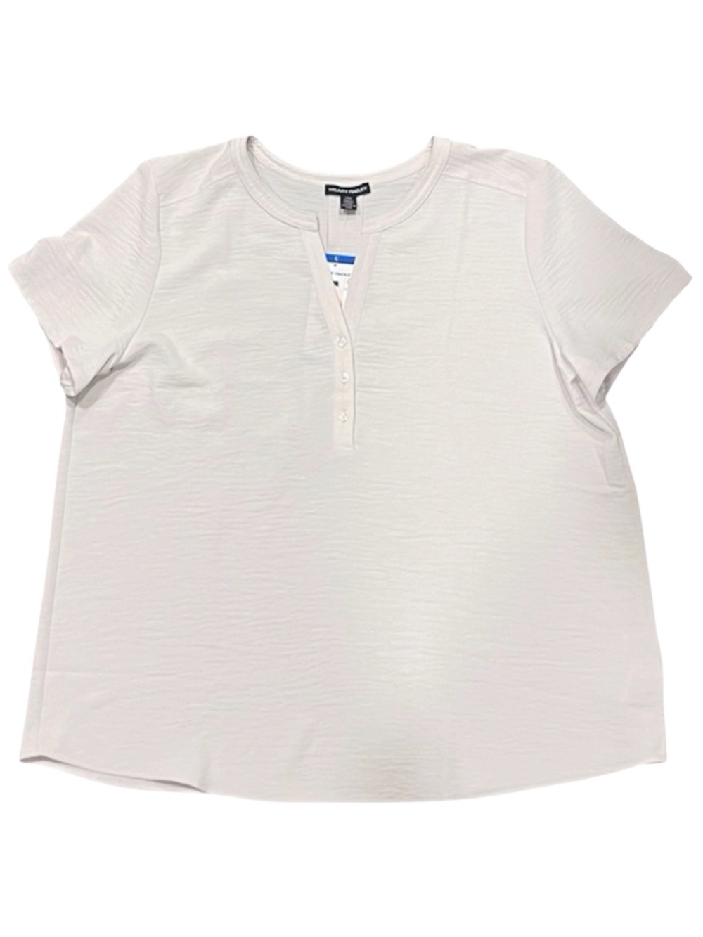 Hilary Radley NWT Cream Textured Henley Top Large Short Sleeve Ivory Blouse